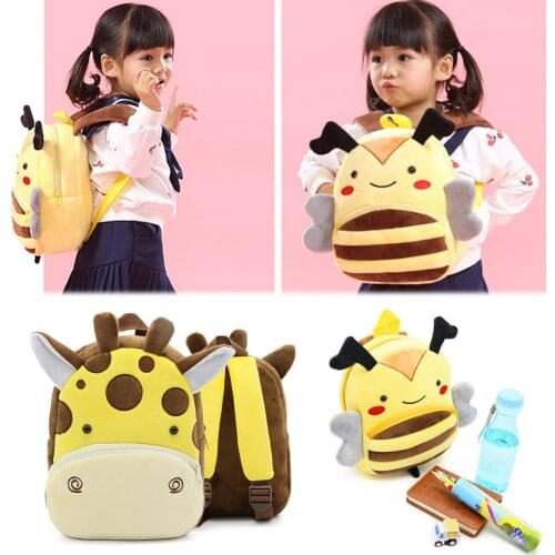 3D Plush Cartoon Kids Backpacks Kindergarten Knapsack Bee Giraffe Animal Children School Bags Children Girls Backpacks 2021