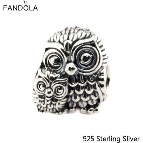 CKK 925 Sterling Silver Charming Owls Charms Original Beads Fits Fandola Bracelets & Bangle DIY Jewelry