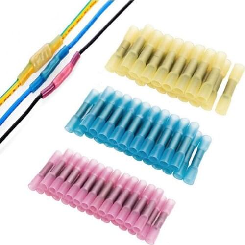 150PCS Heat Shrink Butt Connector Waterproof Seal Electrical Wire Splice Cable Crimp Terminals Shrinkable Connector AWG 22-10