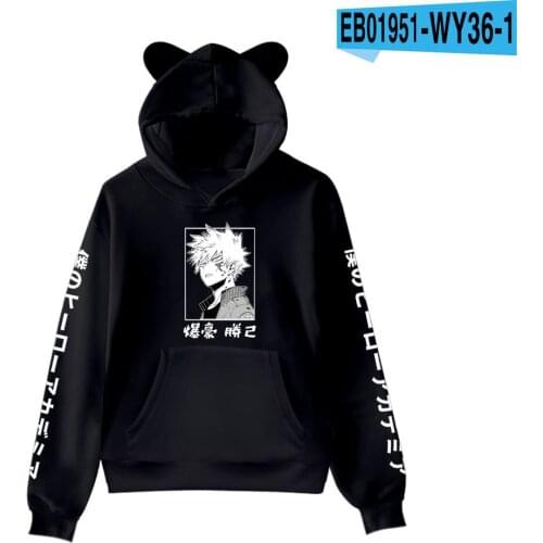 Anime My Hero Academia 3 to 14 years kids Hoodies Cat Ears Sweatshirts Cute Boy/girls hooded Boku No Hero Academia Tracksuit