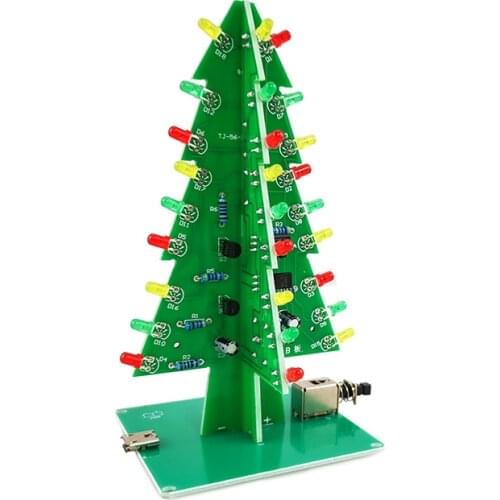 Three-Dimensional 3D Christmas Tree LED DIY Kit Red/Green/Yellow LED Flash Circuit Kit Electronic Fun Suite