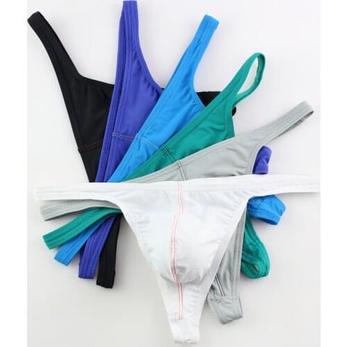 4pcs Mens Underwear Gay Mens Thong and G string Ice Silk Soft Jockstrap Erotic Penis Pouch Panties Tanga Hombre Mankini HT026