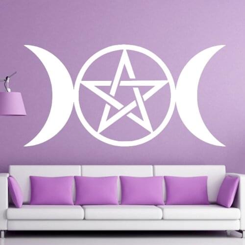 New Design Triple Moon Wall Stickers Vinyl Decal Goddess Wicca Pentacle Art Mural Room Decor