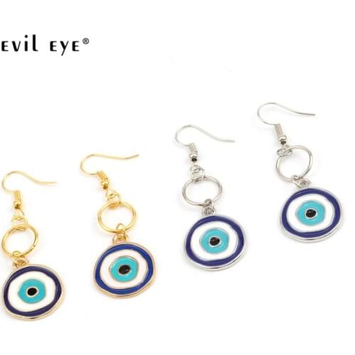 EVIL EYE Drop Earrings Gold Silver Color Hook Evil Eye Pendant Dangle Earrings 2019 Fashion Jewelry for Women Girls EY6242