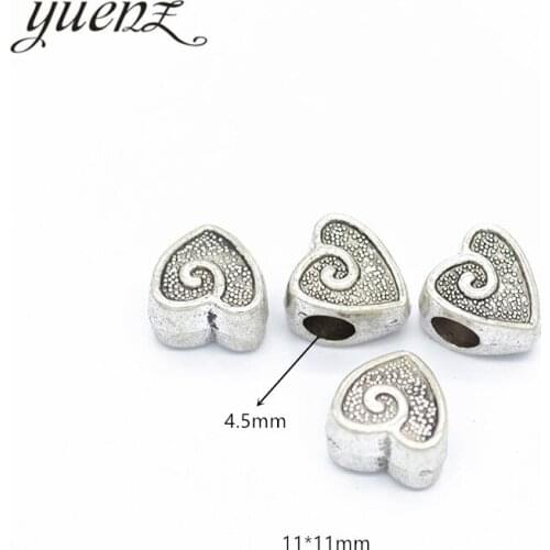 YuenZ 8pcs DIY Heart-shaped Charms For Jewelry Making Antique Silver color Big Hole Spacers Beads Charm 11*11mm R42