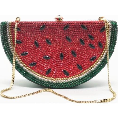 Women Watermelon Crystal diamond Party bridal Clutch bag Evening bags Purse Clutches bags Rhinestone Ladies Handbags wallet gift