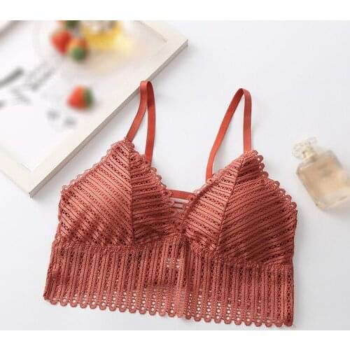 Women Summer Thin Section Comfortable Sexy Lace Student Girl Bra Wrapped Chest Underwear Without Steel Ring Brattele