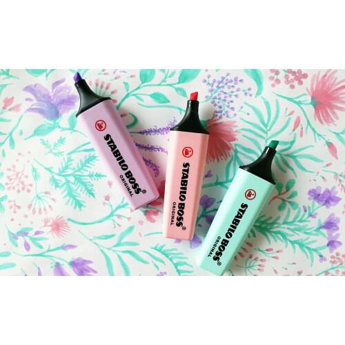 1Pcs Stabilo Boss Original Pastel Colours Highlighter, Textliner Marker Strokes Focus Notes Pen for office, student, study