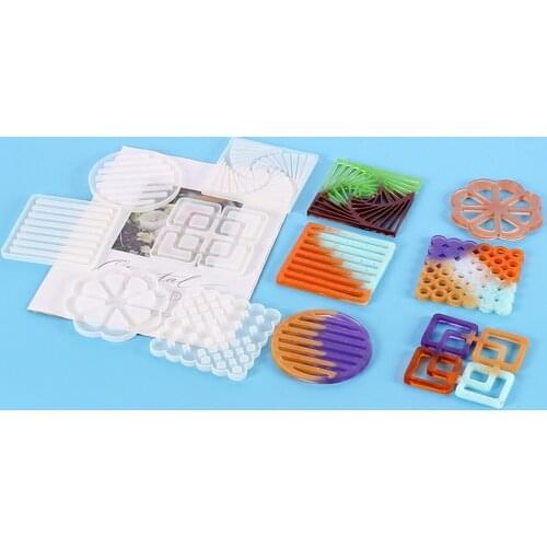 1Pcs Crystal Epoxy Round Irregular Hollow Silicone Mold Geometric Shape Mirror Coaster Base Resin Mold Handicraft Making Tools