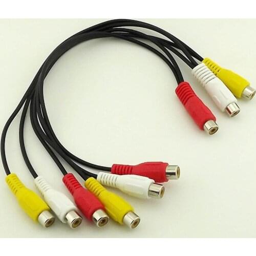10pcs Composite 3 RCA Female to 6 Female Jack Audio Video Cable Adapter 1FT/30CM