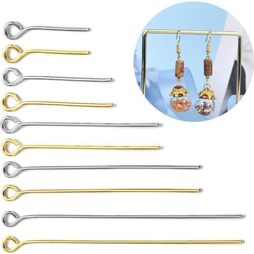 200pcs/set Eye Head Earrings Pins Needle Beads Earring Pin Gold Silver DIY Earrings Findings Jewelry Making Accessories