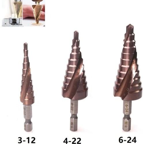 3 PCS M35 5% Cobalt Step Drill Bit 3-12 4-22 6-24 HSS-CO HSS Cone Metal Drill Bit For Wood Plastic Drilling Cutting