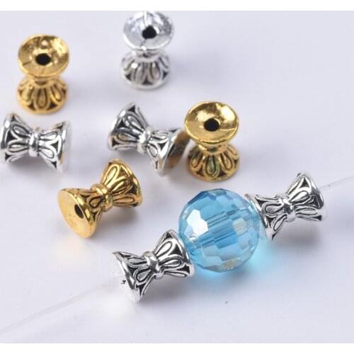 20pcs Hourglass Shape Antique Gold Tibetan Silver 6.5x5.5mm Loose Metal Spacer Beads lot for Jewelry Making DIY Crafts Findings