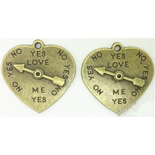 4pcs 22x22mm Antique Bronze Plated Clock Heart Charms DIY Handmade Jewelry Accessories