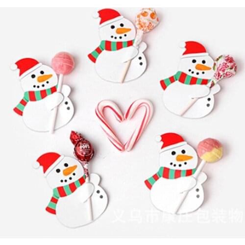 50PCS Kids Santa Claus Penguin Lollipop Christmas Paper Card Candy Xmas Good Natal Decorations For Home