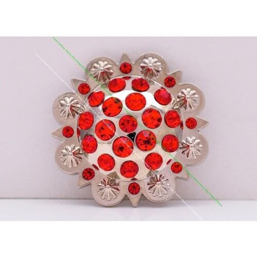 6x Cowgirl Orange Crystal Leather Carft Silver Western Saddle Concho Folower Belt Rhinestone Concho Screwback Apprael Accessorie