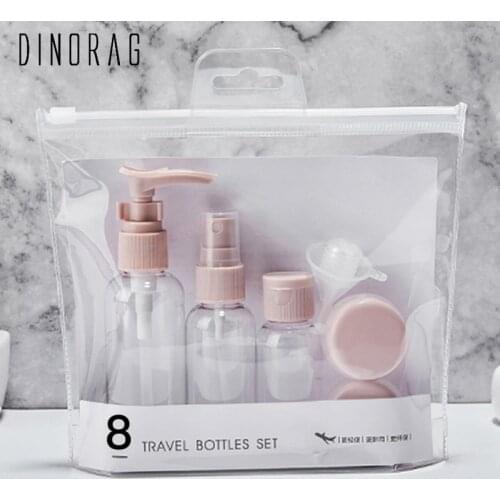 8Pcs Travel Set Of Bottles Container For Cosmetics Makeup Face Cream Plastic Transparent Empty Bottles Packing Kit With Bag