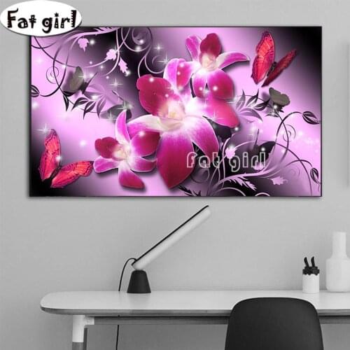 Full Square/Round Drill 5D DIY Diamond Painting "Red Flower" 3D Diamond Embroidery Cross Stitch Butterfly Fantasy Home Decor