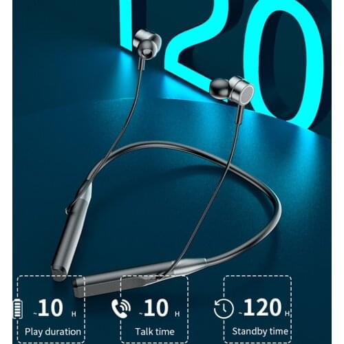 K20 Neckband Bluetooth-compatible Headphones Bass Sound Wireless In Ear Earphones with Mic 9D Stereo Surround Sports Headphone
