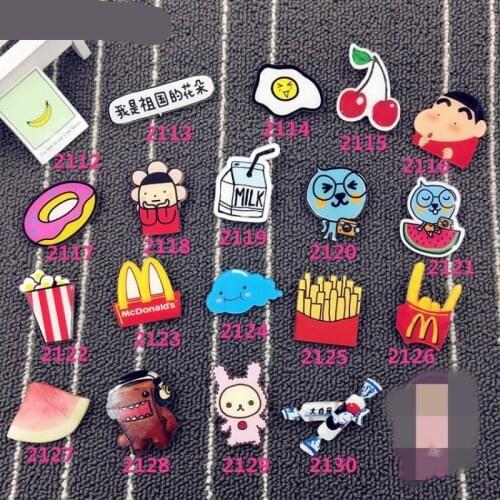 1 PC Cartoon Popcorn Cherry child Shape Brooch Badges for Clothing Icons on Backpack Pin Acrylic Badges Brooches for Clothes
