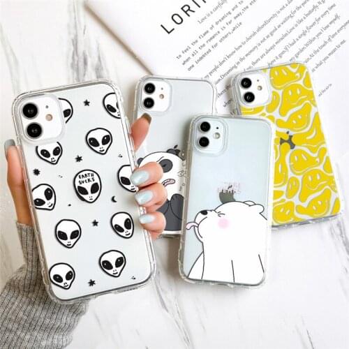 Painted Cartoon Bear Phone Case for iPhone 11 12pro 12mini Silicone Soft Shell for iPhone 7 8 XR XS 7/8Plus Phone Cover Fashion