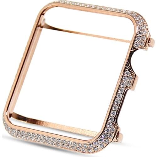 Hand-made Diamond Case Protector For Apple Watch Series 5 4 3 2 1 Bling Cover iWatch 38mm 42mm 40mm 44mm Smart Wristwatch Women
