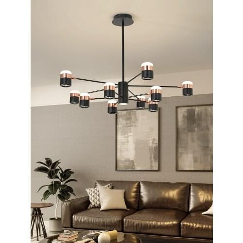 Black LED Chandelier Dining Living Room Bedroom Home Decoration Lighting Hanging Fixtures Modern Simple Adjustable Chandeliers