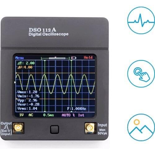 Mini Digital Oscilloscope Touch Screen USB Charging Interface Portable Oscilloscope 2MHz 5Msps Bandwidth Measuring Instrument