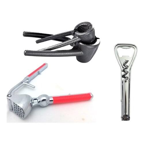 Garlic Masher, Walnut-Nut Crasher and Multi-Function Bottle Opener Set
