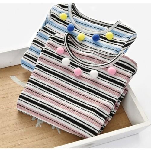 Baby girls new designed long sleeve t shirt girls striped cartoon clothes kids spring autumn winter t shirts top kids brand 2018