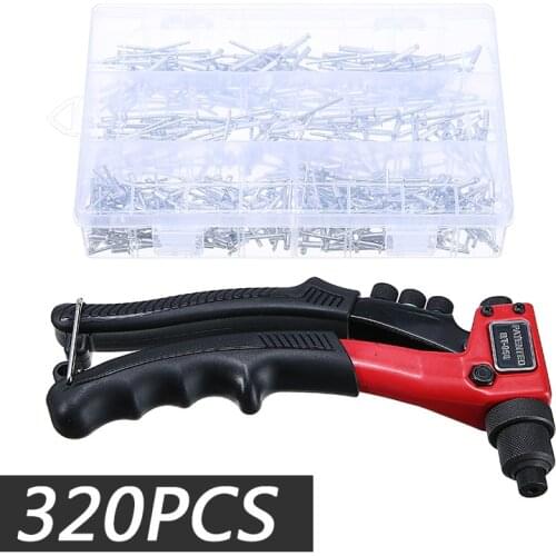 For Household Repair Tools Pro Blind Rivet Tong + 320pcs Blind Rivets In 4 Sizes Set Hand Tool with Rivnut Nutsert Riveting Kit