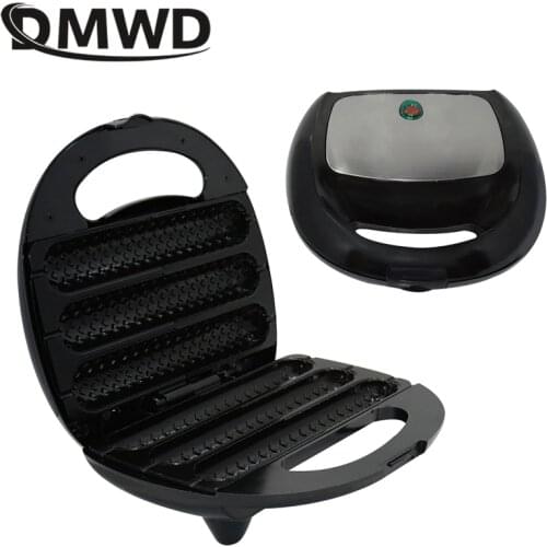 DMWD Mini French Muffin Hot Dog Lolly Stick Sausage Machine Electric Crispy Corn Hot dog Waffle Maker Non-stick Breakfast Pan EU