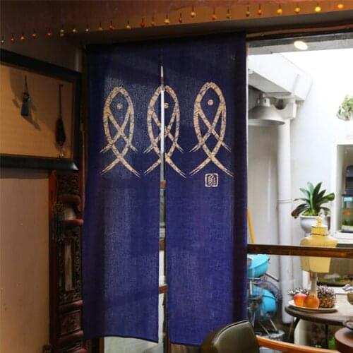 Nice Japanese style door curtain blue FISH curtains bedroom living room bathroom kitchen curtain
