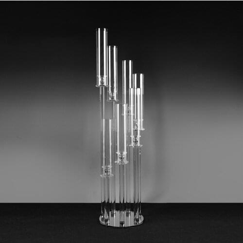 Elegant decorative crystal flower stand for wedding road leads decoration 8 arm candle holder stand wedding table centerpiece
