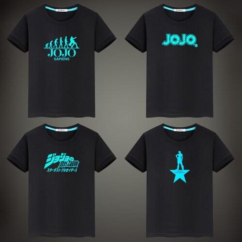 Fluorescent Luminous Childrens Tshirt Anime JoJos Bizarre Adventure Boys Girl Cotton T Shirts Summer Kids Tees Tops