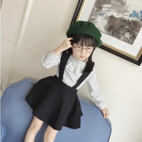 Spring Autumn new girl long sleeves T-shirt+strap dress 2pcs clothes set fashion princess girl clothing set for 2-6T years baby