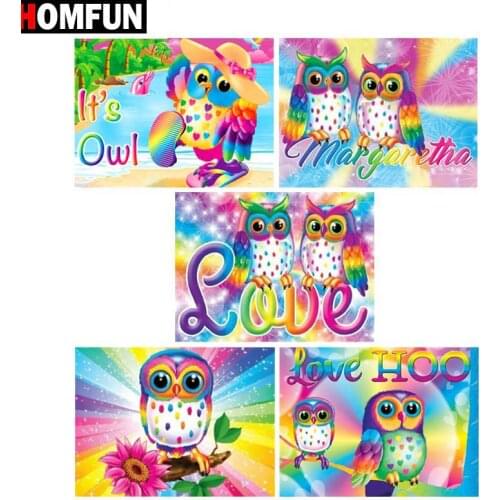 HOMFUN Full Square/Round Drill 5D DIY Diamond Painting "Colorful cartoon owl" 3D Embroidery Cross Stitch 5D Home Decor
