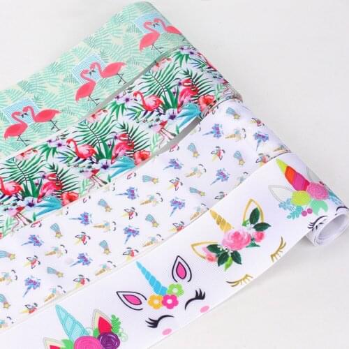 IBOWS 2yards/Roll 7.5cm Printing Ribbon Unicorns Pattern Ribbon For Diy Craft Materials Gift Hair Accessories Home Decoration