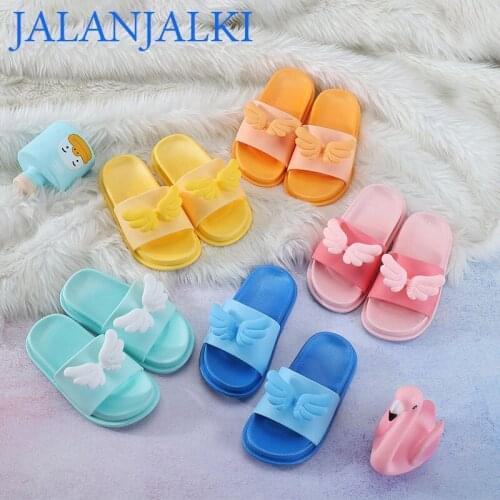 JALANJALKI Summer Children Wing Slippers Candy Color Cute Babies Soft Home Shoes Boys Girls Indoor Beach Non-slip Kid Flip flop