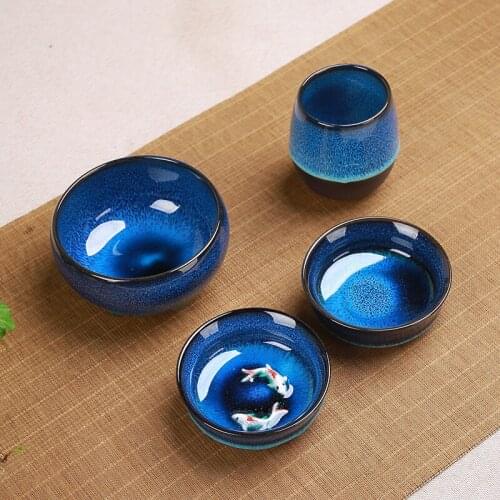 Ceramic China Tea Cup Kiln Change Ceramic Home Kungfu Tea Cup Creative Ceramic The carp Cup