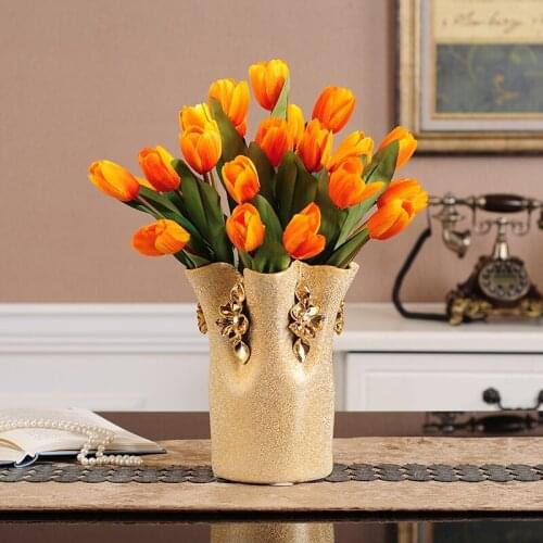 European Nordic Style Crafts Plating Gold Basket Shape Ceramic Plant Flower Pot Table Decor Home Decoration Accessory