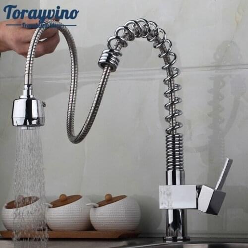Kitchen sink tap grifo de cocina pull down deck Spray Swivel Spout Chrome Brass Finish Deck Mount Taps hot & cold Mixer Tap