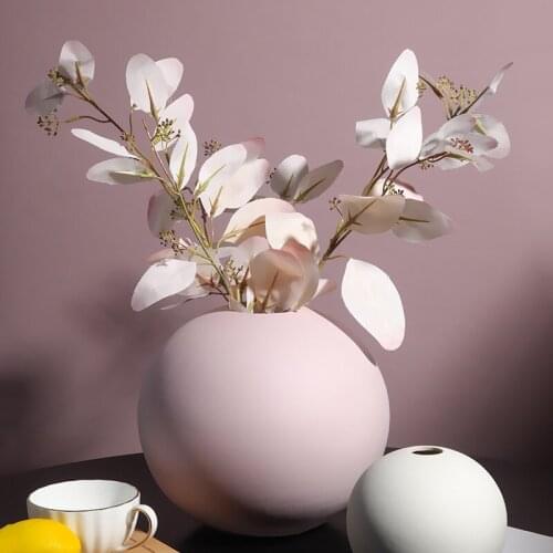 Nordic creative round Vase ornament living room flower arrangement dry flower Desktop large ceramic decorative flower