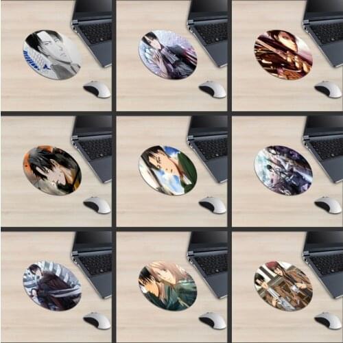 XGZ Cartoon Round Anime Mouse Pad Attacking Giant Captain FriendshipRubber Mousepad Desk Pad Mat Levi Ackerman Gentleman War