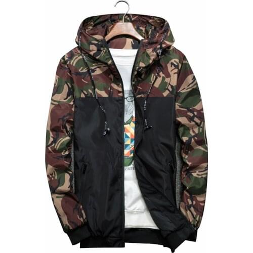 2021 Spring Autumn Mens Jackets Camouflage Military Hooded Coats Casual Zipper Male Windbreaker Men Brand Clothing