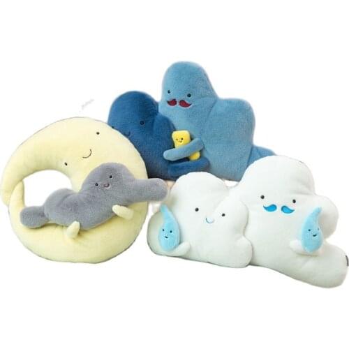 Cute Sun Cloud Plush Pillow Stuffed Soft Creative Plush Sun Cloud Toy Car Pillow Home Decor Kids Toys