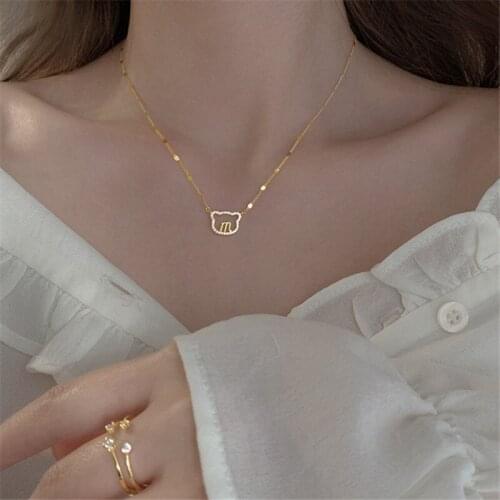 925 Sterling Silver Crystal Cute Bear Letter Charm Pendants Necklace For Women Statement Christmas Jewelry dz714