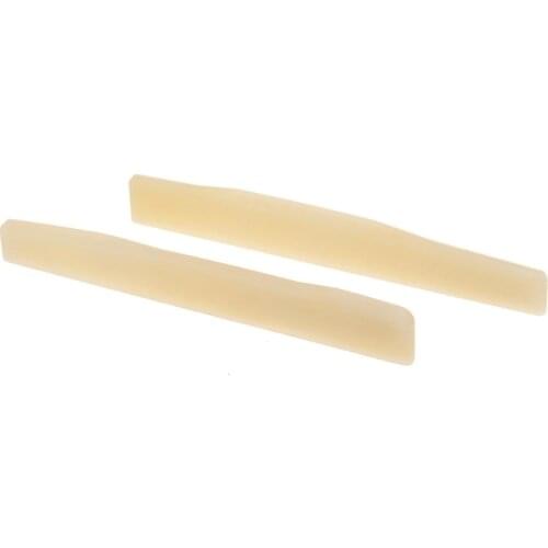 Musiclily Pro 73.66mm Compensated Acoustic Guitar Unbleached Bone Saddle for 6-String Martin Style (Set of 2)