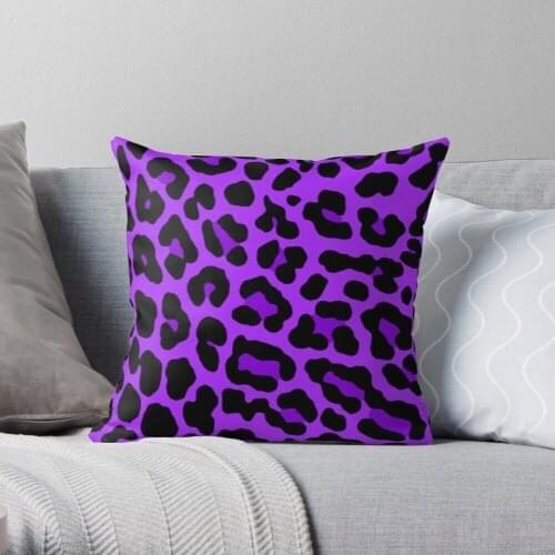 All Over Purple Leopard Print Throw Pillow Cushion Cover Polyester Throw Pillows Case On Sofa Home Living Room Car Seat Decor