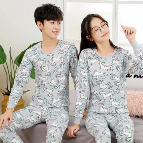 New Kids Pajamas Set Big Boys Girls Clothes Teens Cartoon Unicorn Pijamas Student Pyjamas Kids Full Sleeve Pant 2pcs Night Suits